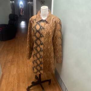 Selene Sport Faux Snakeskin Reptile Print Vinyl Trench Coat XL